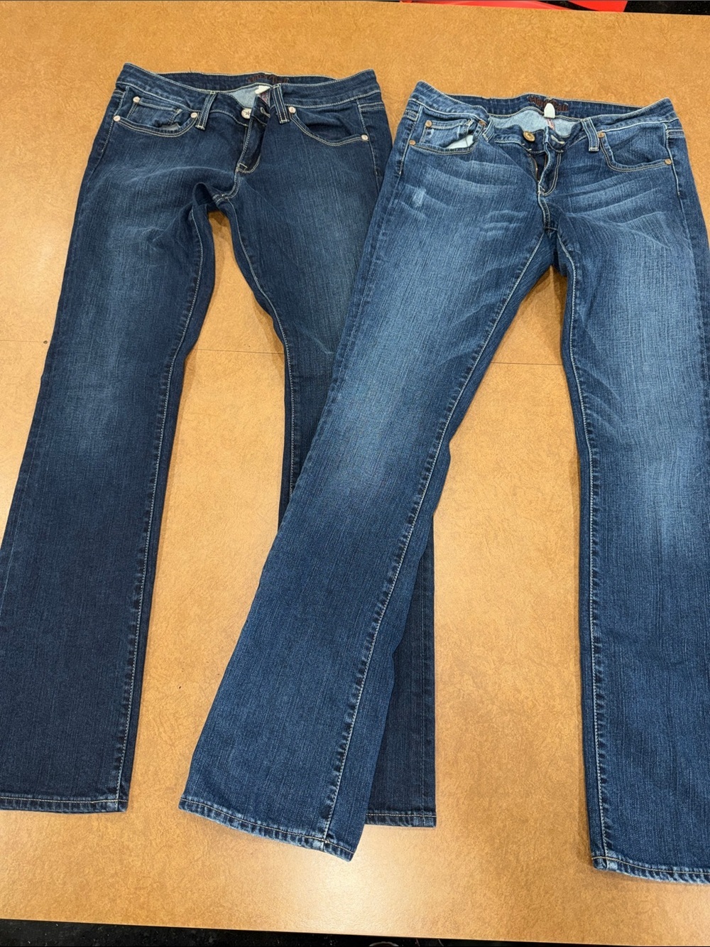 Hard Tail Dark Blue Denim Jeans with Brown Embroidered Logo